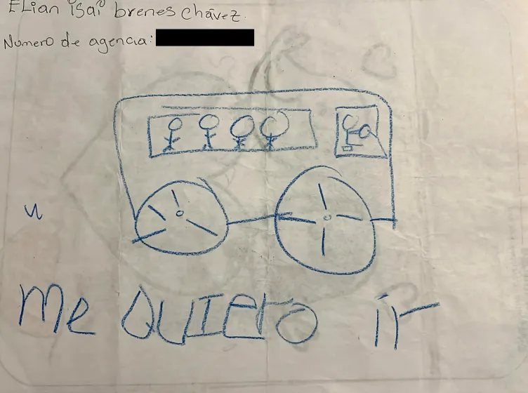 A drawing of a bus with passengers.