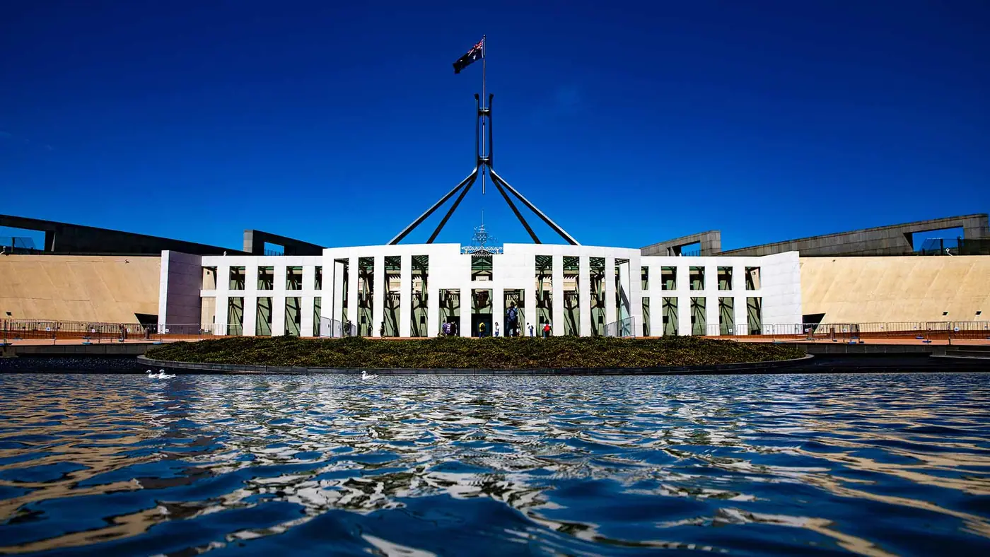 A photo of Parliament House in Canberra on a sunny day