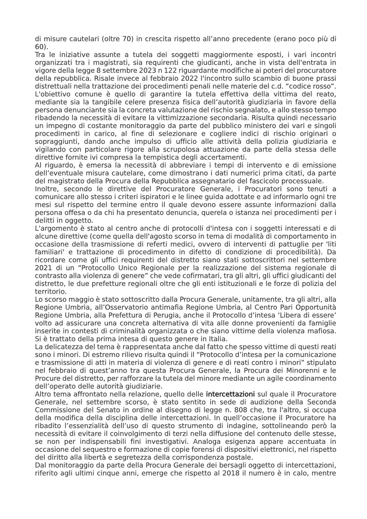 La pagina 3 dell'atto di Ministero della Giustizia, con il testo citato nell'articolo